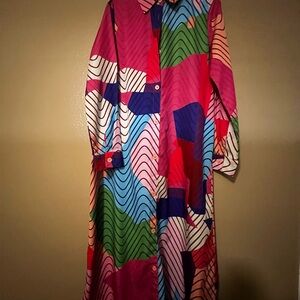 SHEIN Multicolor Wave Long Sleeve Dress